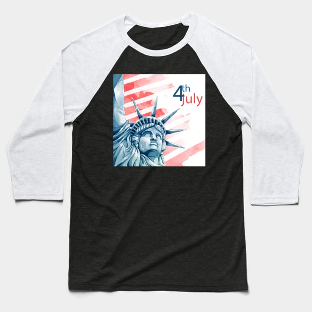 4th July Baseball T-Shirt by Mako Design 